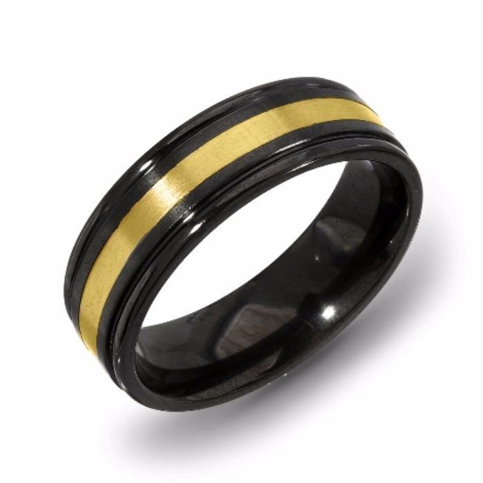 #BlackZirconium Band ~ 14K Yellow Gold Inlay (7299Y) #weddingring #weddingband #rings #stl #stlouis bit.ly/2kSIb9P