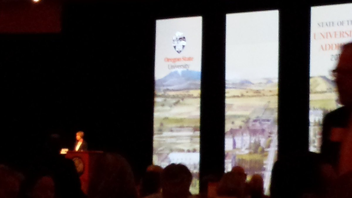 bennetthallgt's tweet photo. OSU Alumni Association director Kathy Bickel gets State of the University event started with a nod to OSU'S 150th anniversary https://t.co/sAFoP7g6Ui
