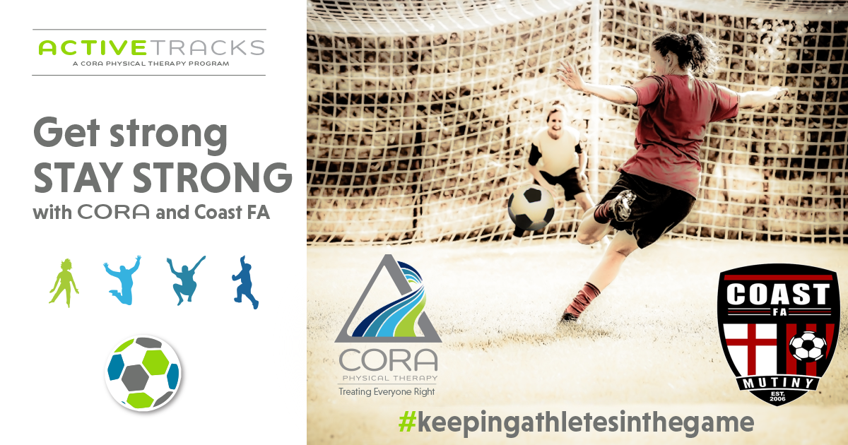 CORAPTherapy's tweet photo. Our goal is to help keep @CoastFA scoring goals. On the field and in the neighborhood…#activetracks. #partnership #announcement #keepingathletesinthegame 💚💙⚽️ https://t.co/QP0awIsmmK