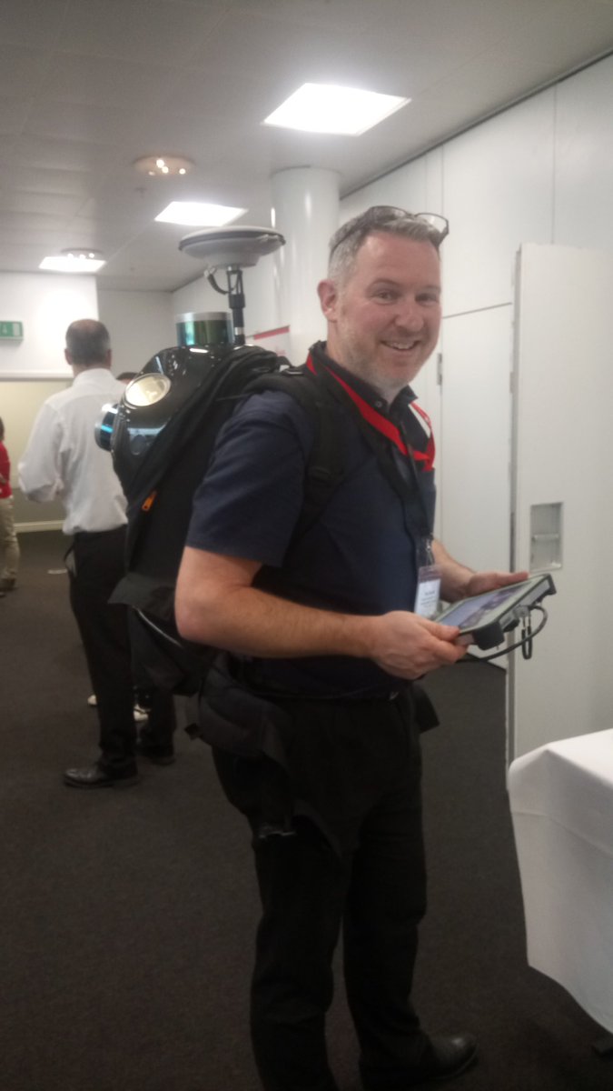 MrPaulBoden's tweet photo. Big THANK YOU to Juan Madronal from @LeicaGeoUK Mobile Mapping team for allowing me to try out the Pegasus Backpack. What an amazing piece of kit! #mobilemapping #LaserScanning #HDSUser2018 https://t.co/ur3uRK73pD
