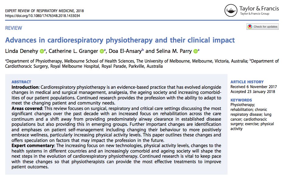 A/Prof Selina Parry (@selina_parry) on Twitter photo Advances in #acutept #pulmrehab #icurehab #cardiopt discussed in paper by our team from <a href="/UniMelbMDHS/">UniMelb MDHS</a> <a href="/LindaDenehy/">Linda Denehy</a> <a href="/GrangerCL/">Professor Catherine Granger</a> <a href="/AnsaryDoa/">Doa El-Ansary</a> <a href="/selina_parry/">A/Prof Selina Parry</a>
tandfonline.com.ezp.lib.unimelb.edu.au/doi/full/10.10… Advances in #acutept #pulmrehab #icurehab #cardiopt discussed in paper by our team from <a href="/UniMelbMDHS/">UniMelb MDHS</a> <a href="/LindaDenehy/">Linda Denehy</a> <a href="/GrangerCL/">Professor Catherine Granger</a> <a href="/AnsaryDoa/">Doa El-Ansary</a> <a href="/selina_parry/">A/Prof Selina Parry</a>
tandfonline.com.ezp.lib.unimelb.edu.au/doi/full/10.10…