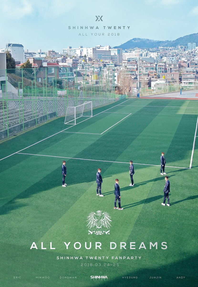 ShinhwaCompany's tweet photo. [NOTICE]
SHINHWA TWENTY FANPARTY 
'ALL YOUR DREAMS' 
TEASER POSTER : 졸업, 새로운 시작 / GRADUATION, A NEW START

[팬파티 정보]
- 공연명 : SHINHWA TWENTY FANPARTY ‘ALL YOUR DREAMS’
- 공연 일시 : 2018년 3월 24일(토) 18:00 / 25일(일) 17:00
- 공연 장소 : 올림픽공원 SK핸드볼 경기장 https://t.co/kUcbSkPHtd