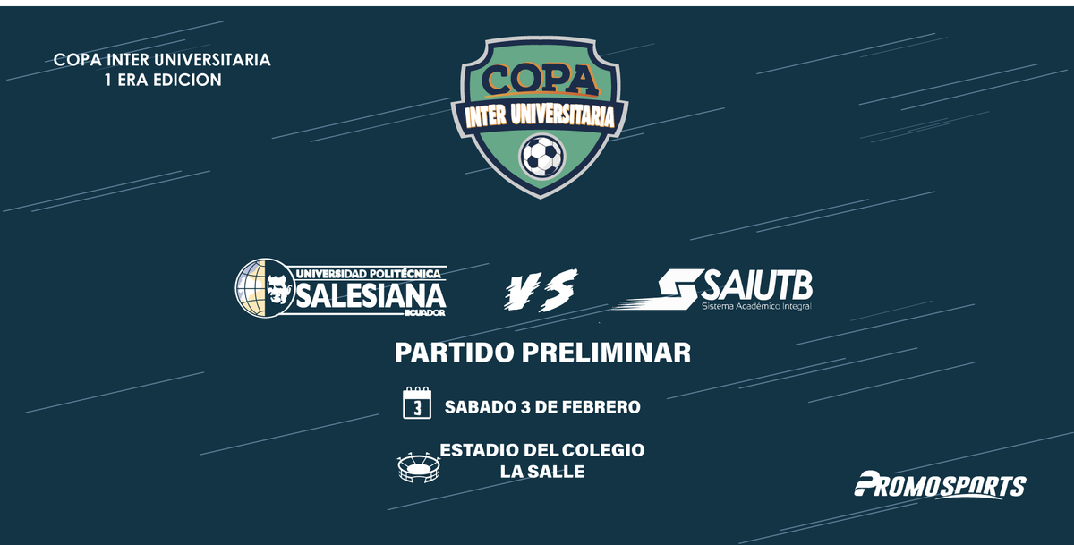 PromoSports_ec's tweet photo. PARTIDO PRELIMINAR! #CopaServicobranzas2018🏆⚽️
Por el honor deportivo 🥈🥉#UPS 🆚 #UTB disputarán el 3er lugar de la copa organizada por #Promosports https://t.co/lSkBIieyTV