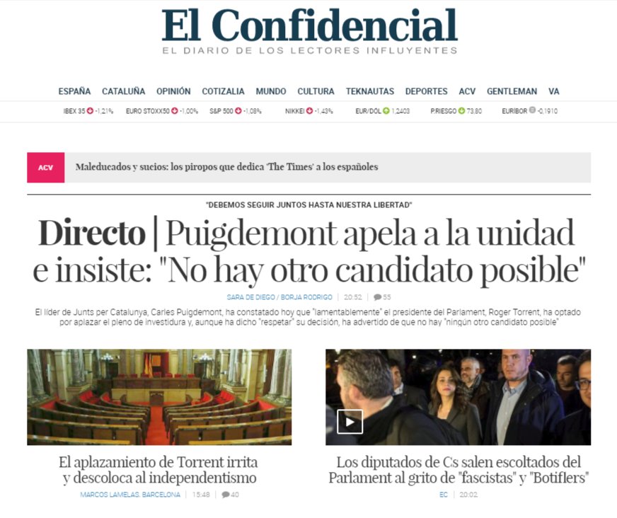 El Confidencial on Twitter "En portada Puigdemont apela a la unidad e