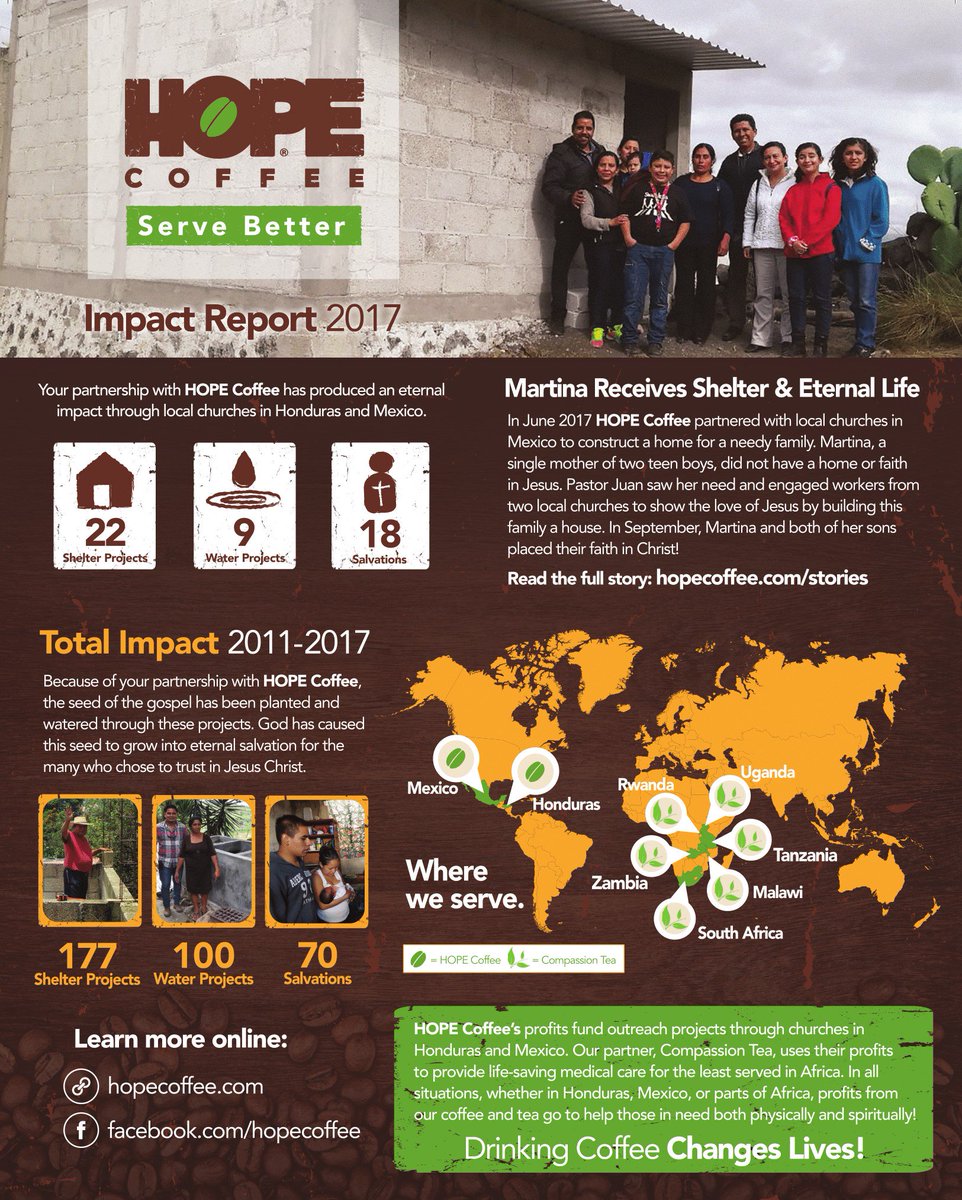 Praise God for the 18 new believers last year and the 70 new believers over the past 7 years! Thank you for drinking HOPE Coffee! mailchi.mp/hopecoffee/y35…