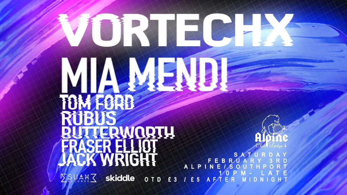 4 DAYS TO GO untill our launch party <a href="/alpineclublodge/">Alpine</a> with <a href="/miamendimusic/">Mia Mendi</a> &amp; friends. It's gonna be a big one so don't miss out
Tickets OTD £3 before MIDNIGHT £5 after 
Discount tickets available on skiddle to secure your entry - skiddle.com/whats-on/South…