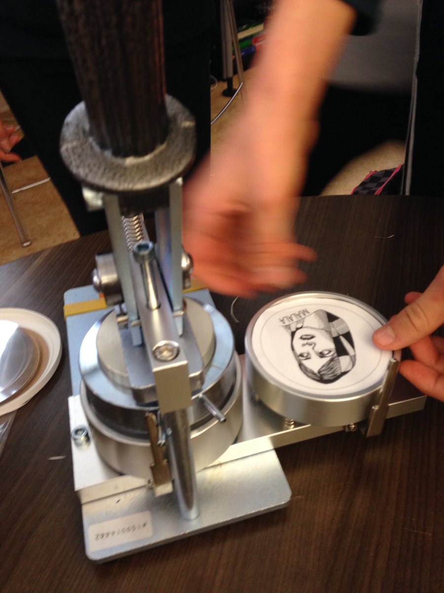 Peace Week button making in the library!