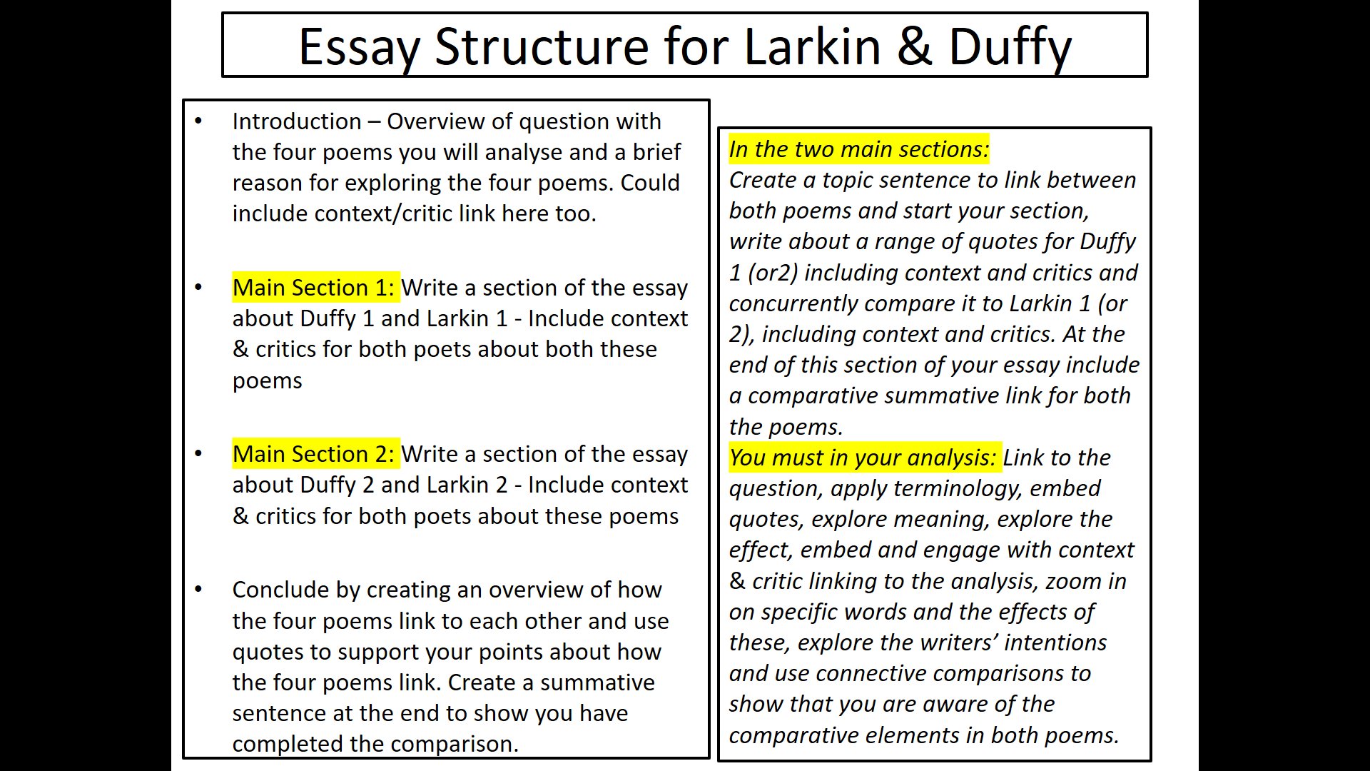 poetry comparison essays