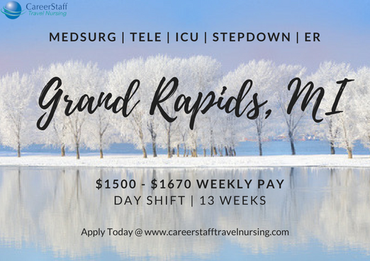 JobswithJill's tweet photo. Grand Rapids is apparently one of the top 20 cities in the US to live in... who knew?? How about you start with 13 weeks? 

#Michigan #TravelNurse #ICU #MedSurgRN #Stepdown #teleRN #RegisteredNurse https://t.co/38iDbDHgTk