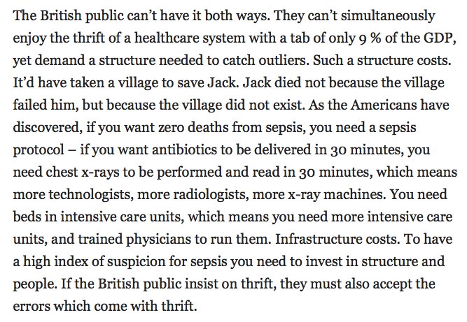 ...and we are all complicit: every taxpayer, every voter, every citizen. You have the NHS you deserve - what NHS do you want? Get out there and fight for it. #BawaGarba #thrift #NHS #error #sepsis