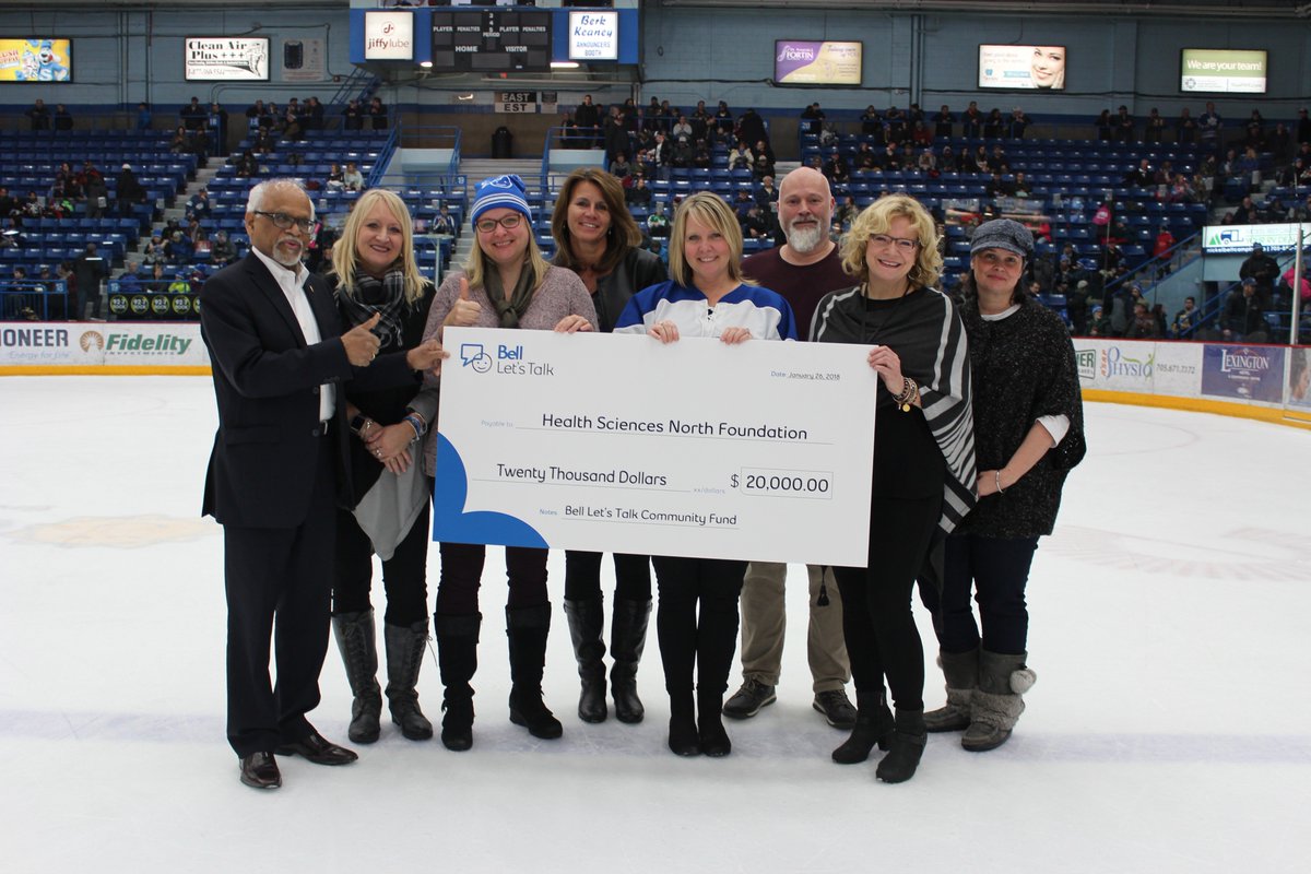 .<a href="/HSNFoundation/">HSNFoundation</a> received a $20k donation from #BellLetsTalk Community Fund grant at <a href="/Sudbury_Wolves/">Sudbury Wolves</a> game. The grant allows <a href="/HSN_Sudbury/">Health Sciences North / Horizon Santé-Nord</a> to expand access to #MentalHealth Crisis Intervention Service #EndTheStigma #sudbury #YSB #YouAreNotAlone bit.ly/2rNVYSI