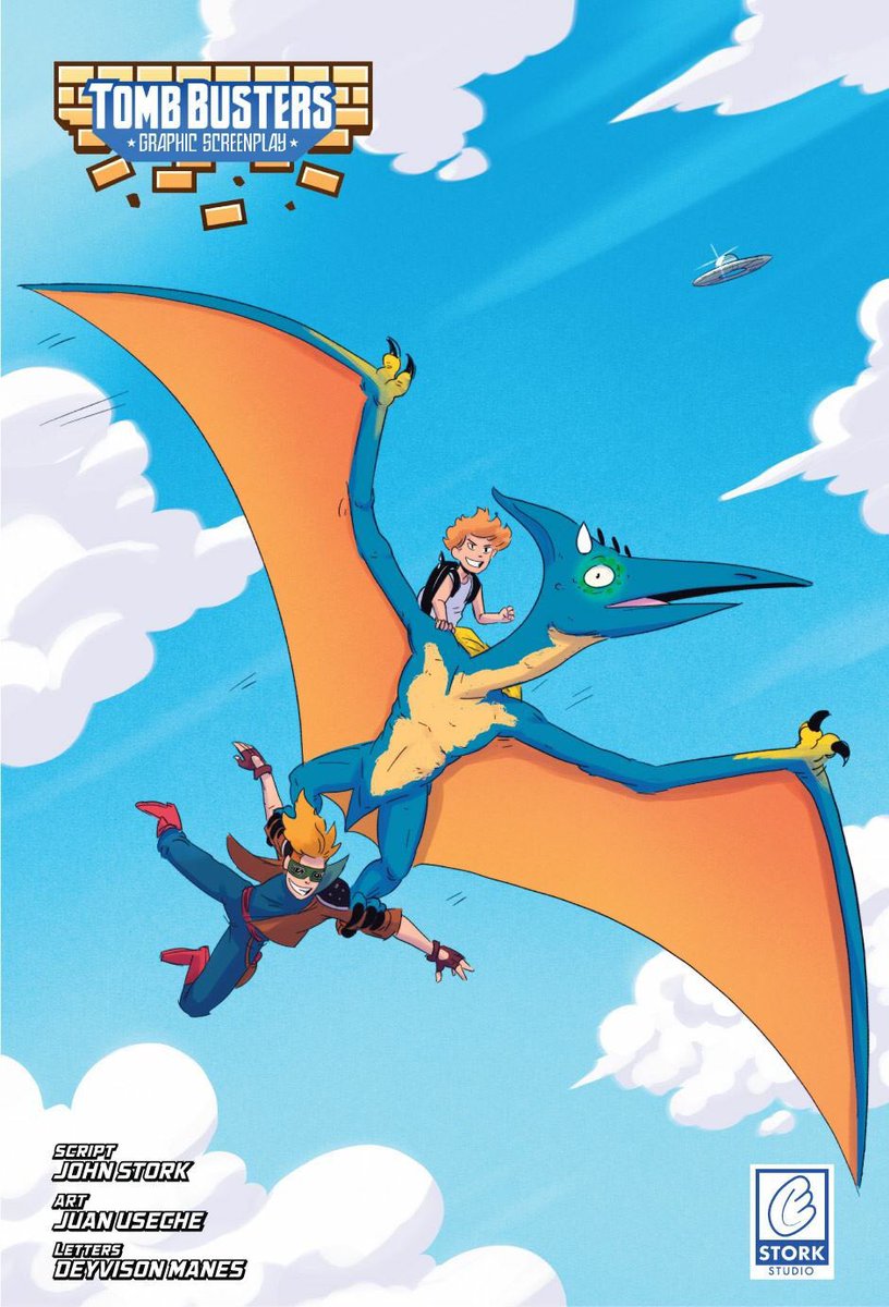 superstork28's tweet photo. My graphic screenplay Tomb Busters is back in action after a holiday break. We’re at one of my favorite sequences in the story now. : ) https://t.co/i2Vt33ohzj #tombbusters #screenplay #graphicnovel #graphicscreenplay #dinoriders #pteranodon https://t.co/fkryNPJ4YI
