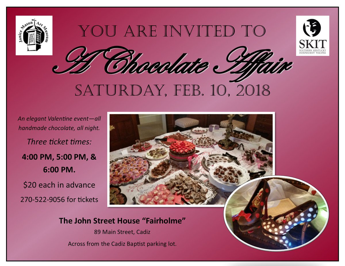 JmamMuseum's tweet photo. Do you have your tickets yet?  Don't miss out!!  #jmamcadiz #chocolateaffair #jmam20 https://t.co/QDGGS5ojMu