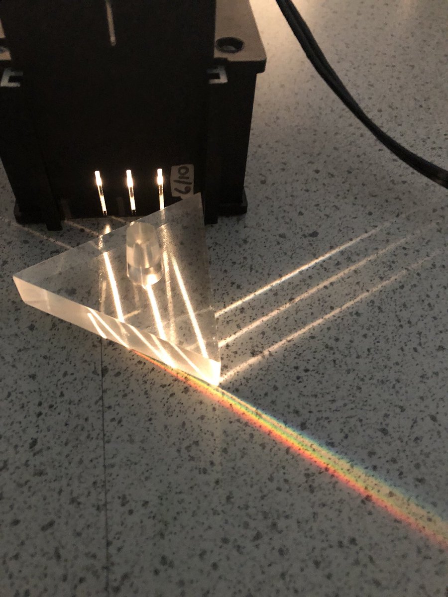 LourdesScience's tweet photo. Mr McNaught���s S2 class were investigating what happens to white light when it travels through a prism today. Look at the amazing spectrums they created 🌈 (even the emoji had the colours in the correct order) #wonderfulscience #BGEscience #ROYGBIV https://t.co/jdZFz5DG49
