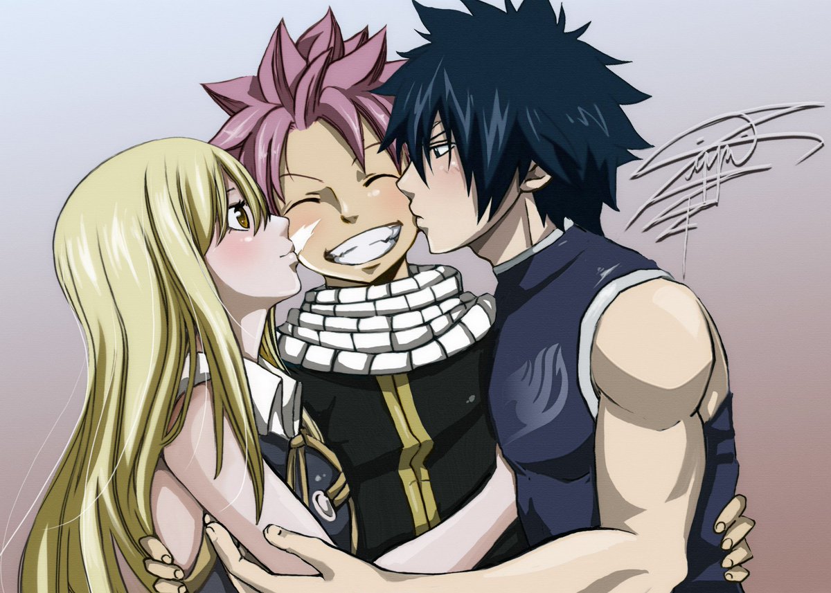 "Draw Gray, Natsu and Lucy like this in anime style" - Commission...