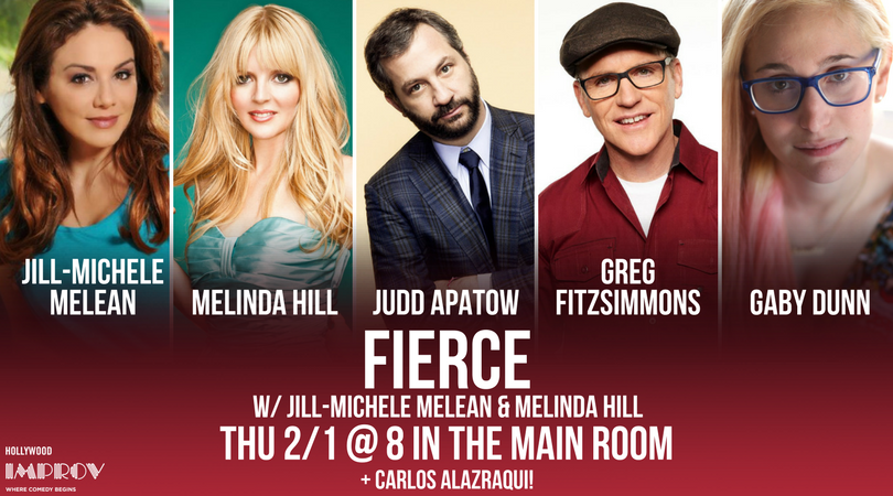 HollywoodImprov's tweet photo. .@JuddApatow @GregFitzShow @gabydunn &amp; @carlosalazraqui will be here THU at 8 for Fierce w/ @Jillyonline &amp; @melindahill! Get your tix! —> https://t.co/QaByd1yPYR https://t.co/vjT0l5gvsk