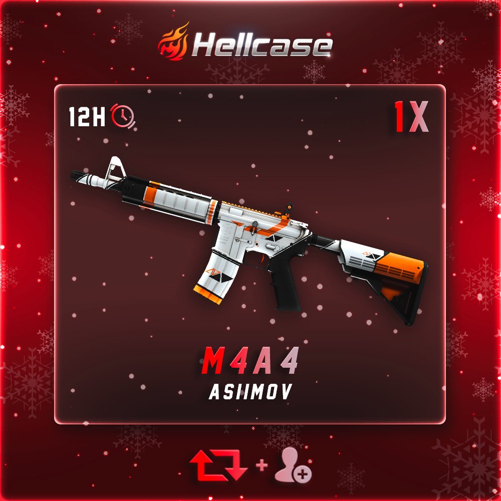 hellcase's tweet photo. ❄️M4A4 | Asiimov  #Giveaway:
 ❗️ CLICK https://t.co/LJhvePAFQQ   
⛄️ Like + RT + Follow us
⛄️ Paste your profile URL

🏆Winner in 12 hours! https://t.co/hbrBl6O1eD