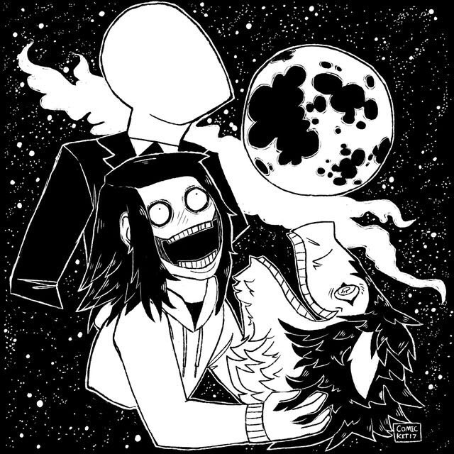 Shadovvlurking's tweet photo. #creepypasta #moon #3wolfmoon #slenderman #smiledog #jeffthekiller t-shirt commission for mrcreepypasta https://t.co/ZbGhZS1ofA