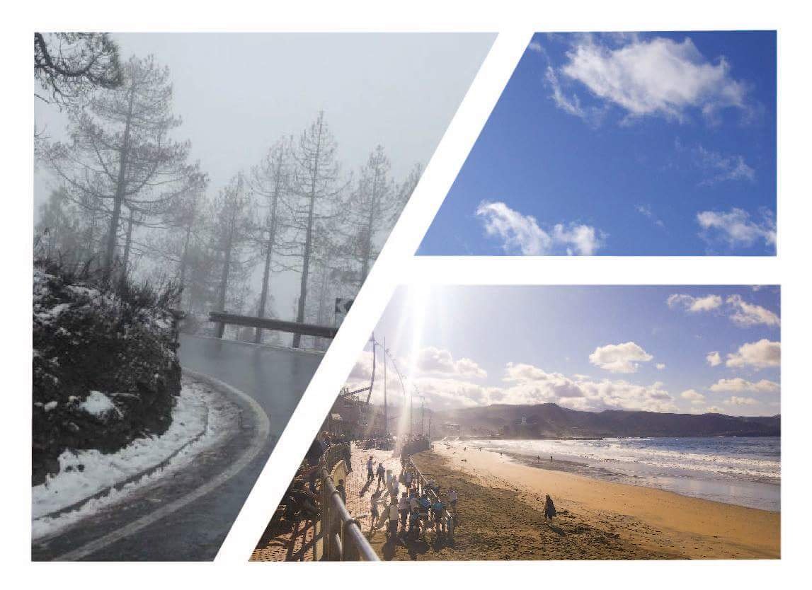Flatguest's tweet photo. This morning we saw this image at the Gran Canaria summit! 😲❄⛄ but at noon it was already sunny in Las Palmas de Gran Canaria and we could enjoy at Las Canteras beach. Do you still wonder why people know us as the "Miniature Continent"? #luckytolivehere #GranCanaria #Flatguest https://t.co/Uu0IZfTLFb