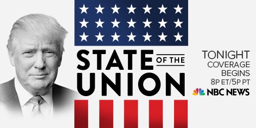 How to watch the #SOTU tonight: nbcnews.to/2rOsnZ9

+

Special Live Coverage on YouTube and NBCNews.com: 8 p.m. ET

📺: @MSNBC: 8 p.m. ET

📺: <a href="/NBCNews/">NBC News</a>: 9 p.m. ET

📱: NBCNews.com/SOTU 

➡️: Live blog updates: nbcnews.to/2FtTWZH