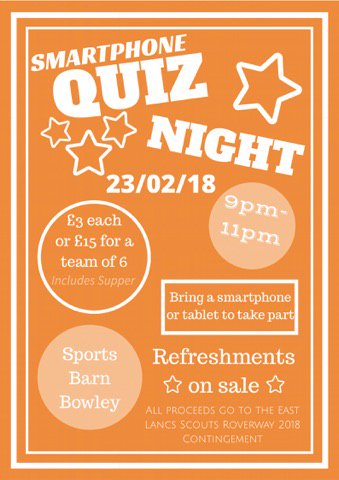 ELSRoverway18's tweet image. So, What's everyone up to on Friday 23rd February?
Come and join us at @BowleyCS for the best smartphone quiz around! 

with tickets at just £3 each or £15 for a team of 6, whats not to love?

See you there! 

^JS