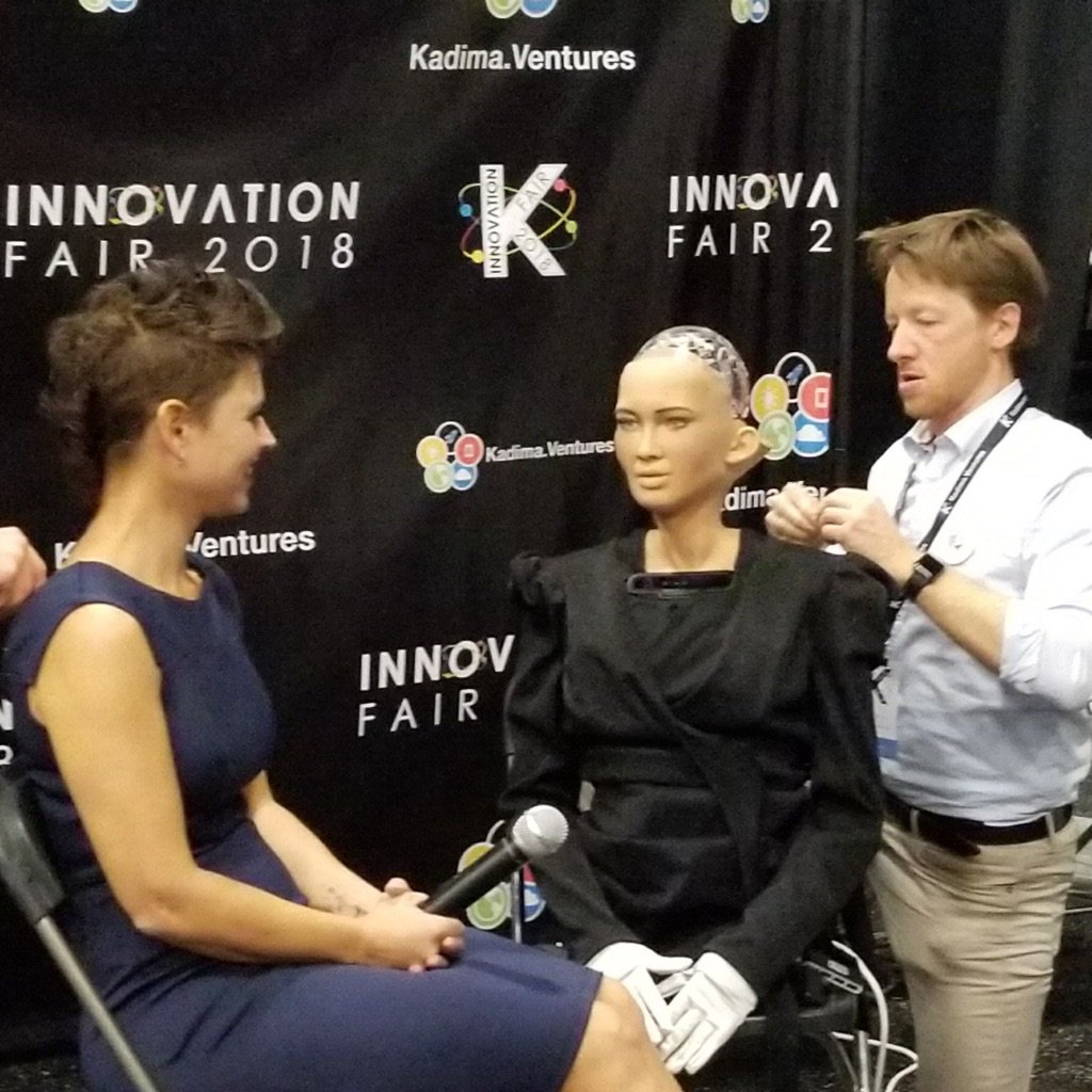 Exploragen's tweet photo. Our team soaking up the tech at the @kadima_ventures Innovation Fair today while showcasing our DNA-based sleep app #SlumberType! We even got to witness an interview with @RealSophiaRobot!
#ArtificialIntelligence #DNALife https://t.co/UbWg9oEYuX