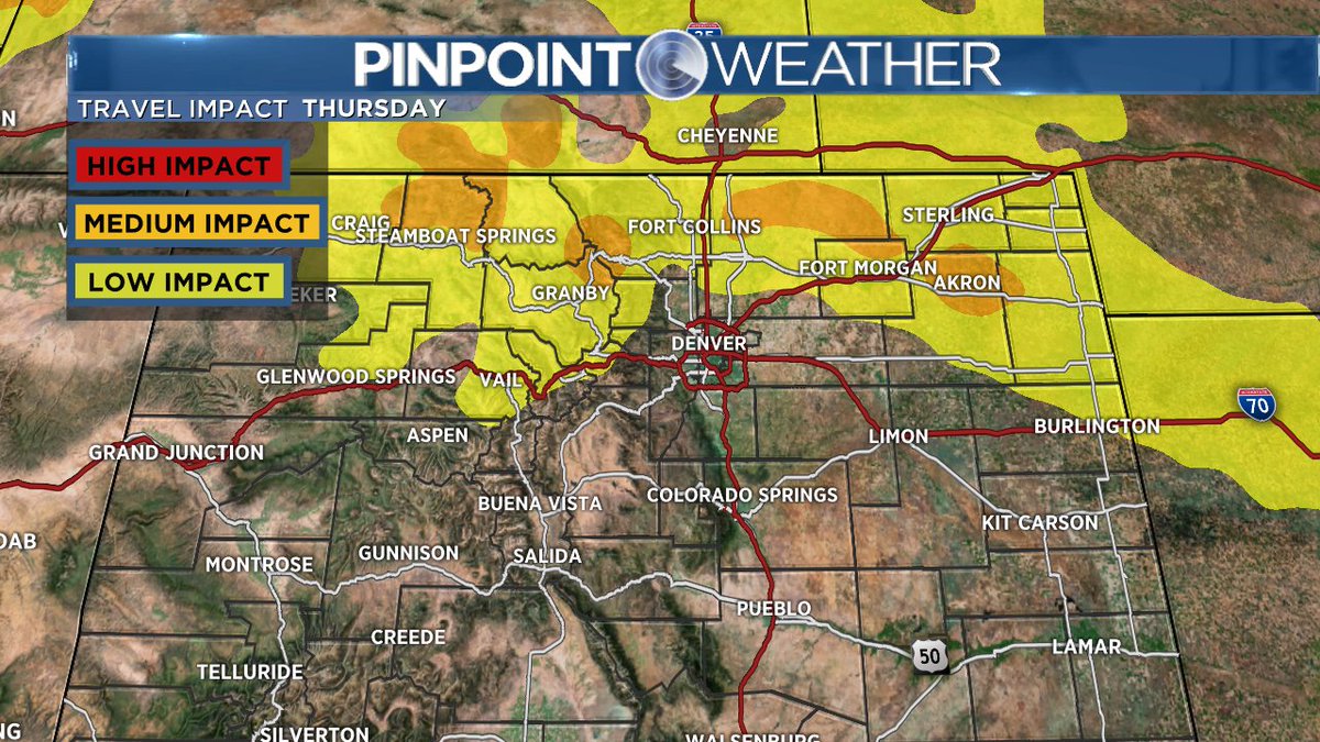 We have some travel impacts returning to the state late Wednesday night through Thursday morning. Snow will develop and that *may* create some icing concerns for the areas highlighted here.