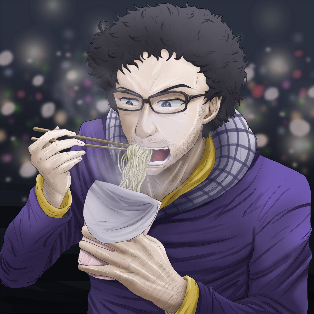 Masami Krock V Twitter おはようございます 最近よくカップ麺食べるんですよ 寒いから美味しくてつい 野菜とかも食べねば とりあえず野菜ジュースで カップラーメンを食べる男です カップラーメン イラスト 絵描き Noodle T Co Fntto7prha Twitter