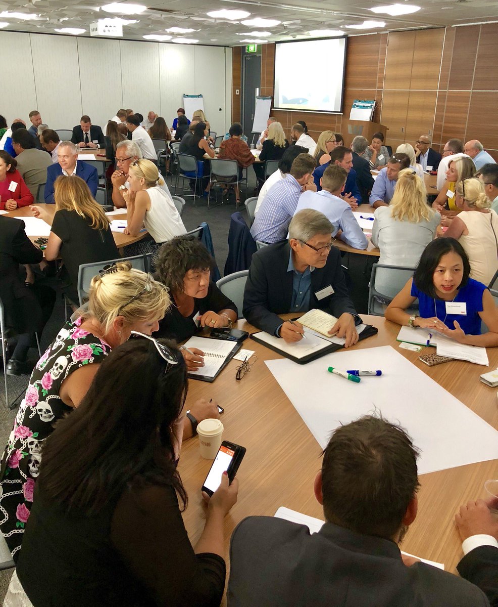 tenbypowell's tweet photo. 160 #smallbusiness leaders, @nzgov officials &amp; @APEC #business advisory council (#ABAC) members are working in multi-ethnic groups, brainstorming ideas to strategically grow the #NewZealand small business #economy. #SMELEAP https://t.co/zgCf2QPPtz