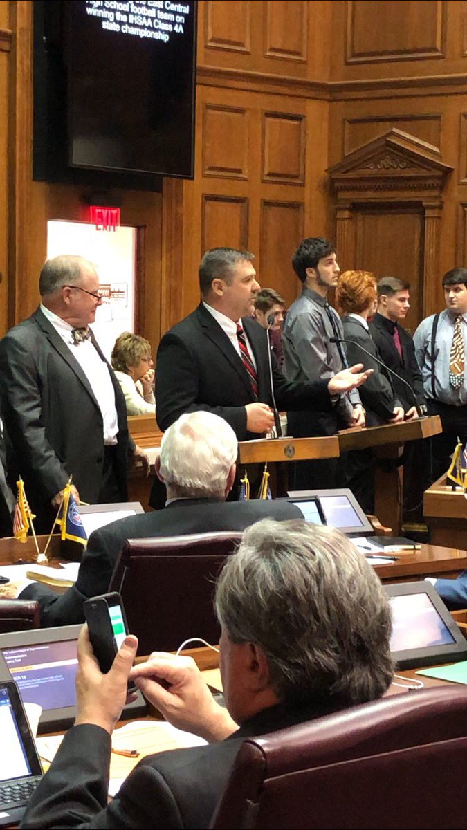 rodenjustin's tweet photo. An amazing day for EC football being recognized at the Indiana State House with Senate Concurrent Resolution 18.  Thank you Senators Raatz, Perfect &amp; Leising and Representative Lyness. We were very humbled. https://t.co/hBfGg1vr6A