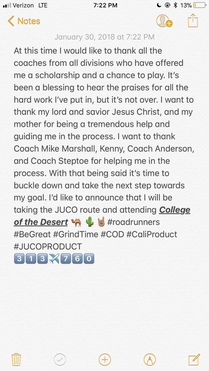 DonWilliams01's tweet photo. Committed🤞🏽Trust The Process🌵#Roadrunners #Grind #RoadRunnerBuilt #CODFB 🐫3️⃣1️⃣3️⃣✈️7️⃣6️⃣0️⃣ @COD_Athletics @812Sauceringo @stephen_h_j @king_holt9 @coachsteptoe @Andrew_L_John @JUCOFFrenzy https://t.co/w8JufcM6ei