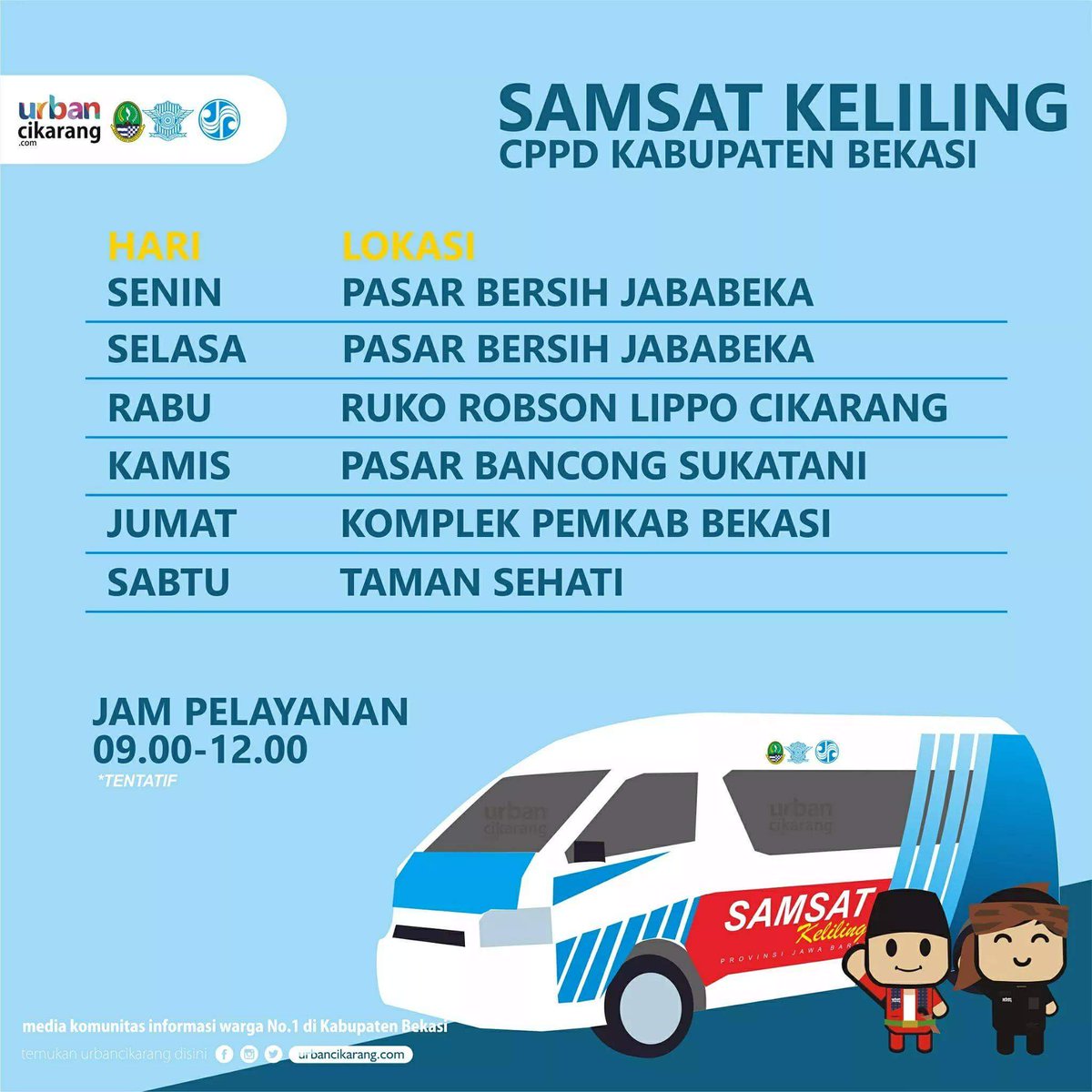 ট ইট র Urbancikarang Com Jadwal Pelayanan Sim Keliling Polres Metro Bekasi Dan Layanan Samsat Keliling Cppd Kabupaten Bekasi Rabu 31 Januari 10 00 12 30 Wib 1 Sim Keliling Sgc Depan Kfc 2 Samsat Keliling Di Ruko