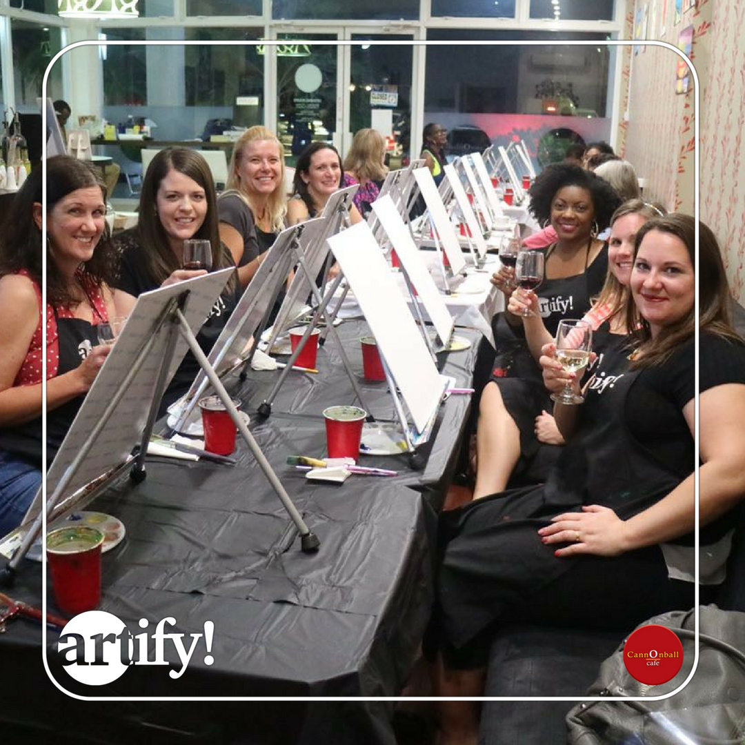 cannonballja's tweet photo. Birthday girl Victoria is joined by her favourite gal-pals. Sipping on wine and painting a gorgeous picture is a great way to celebrate your special day- wouldn't you agree? 

#CannonballCafe #ArtifyJa #PaintParty https://t.co/PBVklC49sv