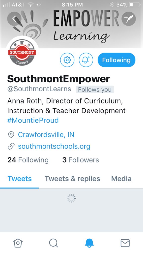 Be sure and follow our new Corporation twitter account “Empower Learning” <a href="/SouthmontLearns/">Anna Roth</a> where we will keep you updated on topics related to curriculum, instruction, and teacher development. #ProudToBeAMountie