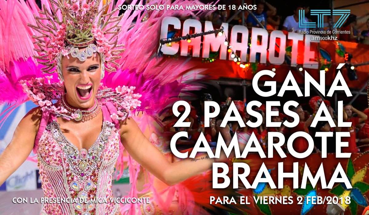 LT7Noticias's tweet image. #SorteoLT7 🍻🍺 SORTEAMOS 2 PASES AL #CAMAROTE #BRAHMA 🎉 🎊 con la presencia de @MicaViciconte

Para participar dale RT y deja tus tres últimos números del DNI. ¡Suerte!
Sorteamos el viernes 2/Feb a las 11 am.