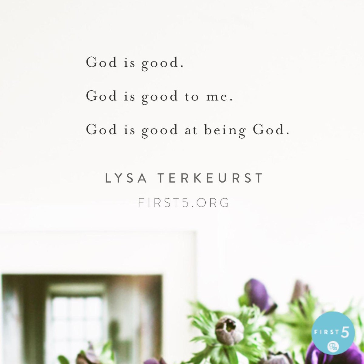 LysaTerKeurst's tweet image. Truths to help settle our run-away fears and chaotic emotions when feelings beg us to question “why would You let this happen God?!” 

God is good. 
God is good to me.
God is good at being God.