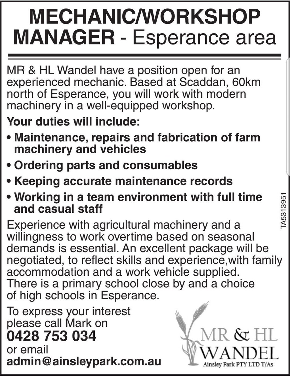 We are looking for a workshop manager please feel free to share