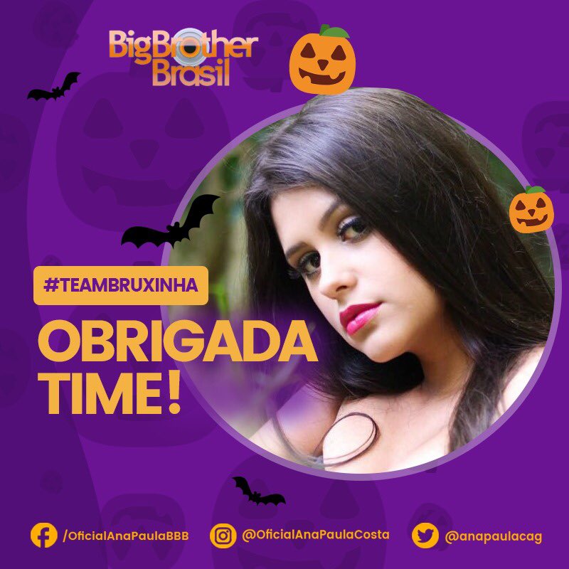 Passando p agradecer o apoio de cada um de vocês, amores!! Cada voto foi extremamente necessário, agradecemos de coração o carinho de todos vocês com a Ana Paula, sintam-se abraçados e vamos com TUDO timee 🎃❤️ QUE TIRO FOI ESSE BRUXINHA #BBB #BBB18 #TeamAnaPaula #TeamBruxinha