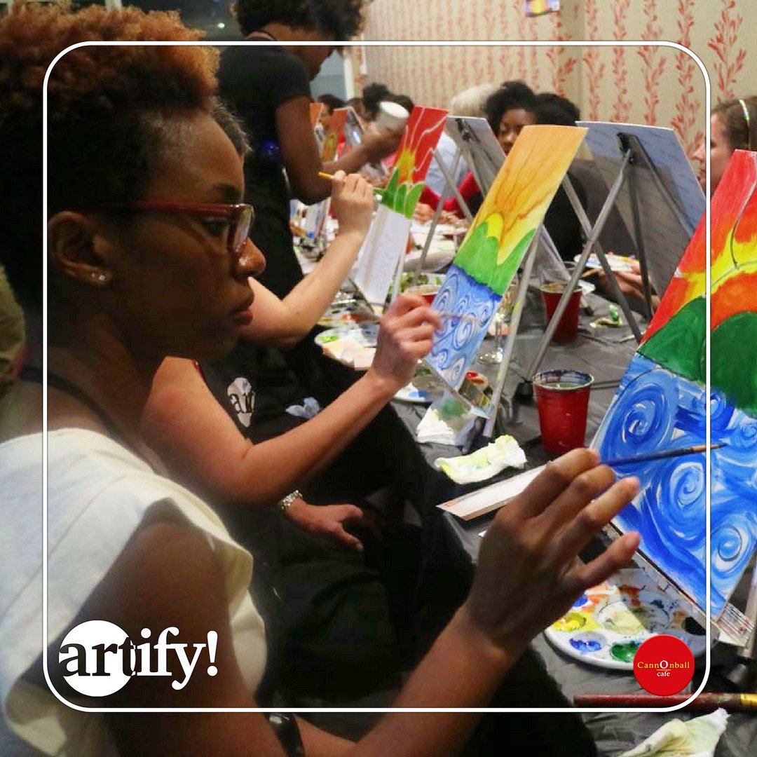 cannonballja's tweet photo. Adding the finishing touches 🖌 
#CannonballCafe #ArtifyJa #PaintParty https://t.co/FP7dqUpfI6