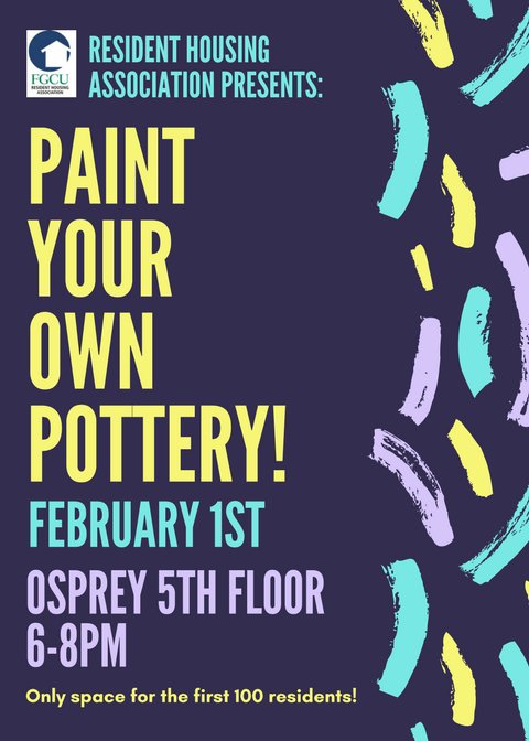 Come paint some pottery in Osprey Hall on Thursday!