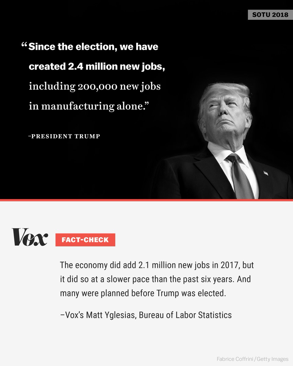 voxdotcom's tweet image. Trump says that since the election, 2.4 million jobs have been created. Some context: bit.ly/2nn8jIy #SOTU
