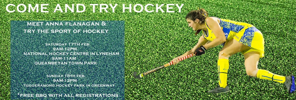 PEPulseACT's tweet image. Have you ever thought about giving Hockey a go?
Now is your chance! Hockey ACT is hosting 3 come and try days. 
Make sure not to miss them as Olympian, Hockeyroo and Canberra Strikers player Anna Flannagan will be coming along to both the Lyneham and Tuggeranong events.