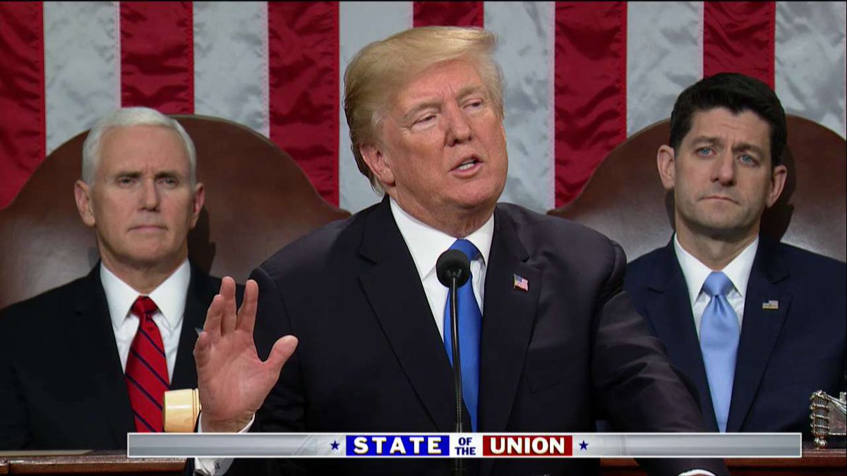 FoxNews's tweet photo. .@POTUS: "Tonight I am extending an open hand to work with members of both parties - Democrats and Republicans - to protect our citizens of every background, color, religion, and creed." #SOTU https://t.co/0aMoAWcAZG https://t.co/yWsbb4p4Nx