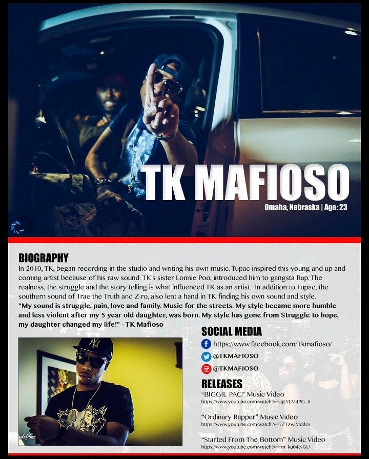 #THE #BIOGRAPHY of #TKMAFIOSO #StruggleToSuccess 2018 #OMFMusic #RealSaliva 🙏🤝💯💯
new video out now go subscribe and Like 
youtu.be/7ZTzwlMddcs