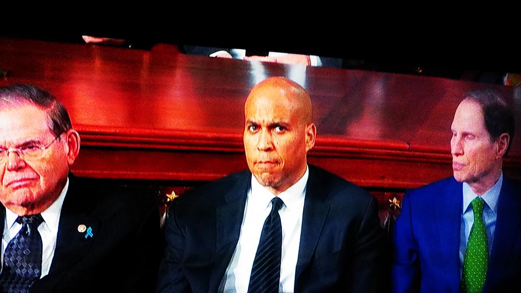 shesova's tweet image. Start posting the #Sourpusses at the #SOTU2018 @CoryBooker