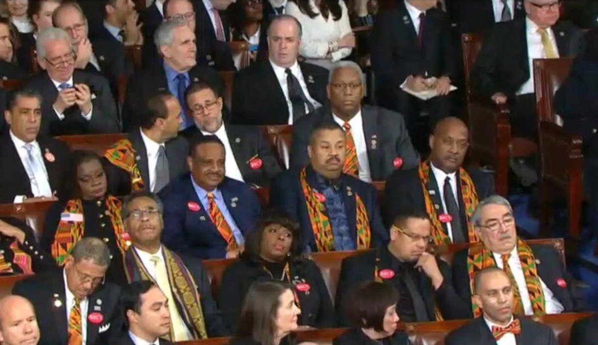 charliekirk11's tweet photo. Democrat reaction to rising wages, lower taxes, and record low black unemployment #SOTU https://t.co/jqeWGah4D8