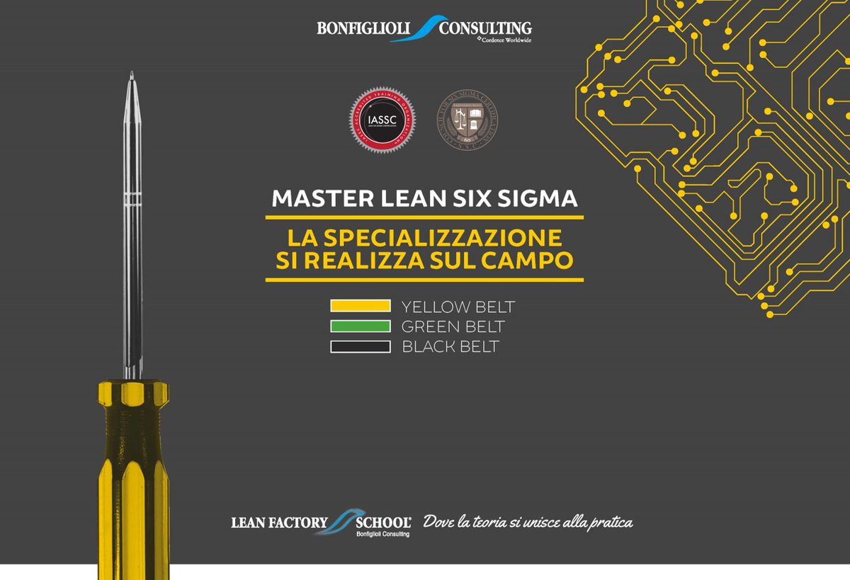 E' in partenza il 6 aprile il Master Lean Six Sigma,parte dell'offerta formativa Lean Factory School® e ora accreditato sia presso il Council for SixSigma Certification che The International Association for SixSigma Certification! Per maggior informazioni: goo.gl/1JsBFd