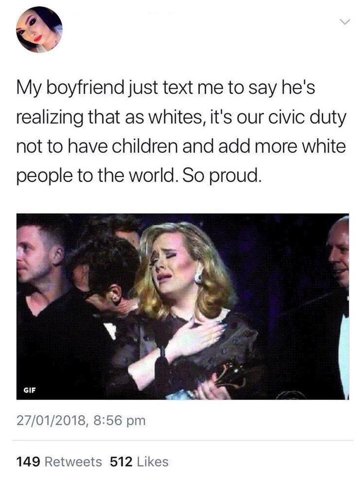 Noteezyy's tweet photo. I’d agree, not because you’re white, but because you shouldn’t be reproducing and raising children to be as batshit crazy as you two https://t.co/tzMORuF1NB