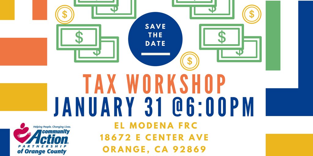 Join us for a tax presentation at our El Modena Family Resource Center. Come learn about #CalEITC and how you can file your taxes for free!