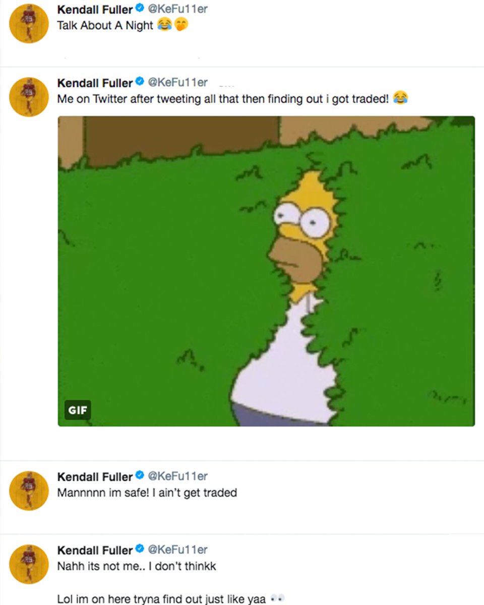 ESPNNFL's tweet photo. Kendall Fuller didn't want to believe he was traded for Alex Smith. https://t.co/pjaAcEFfTy